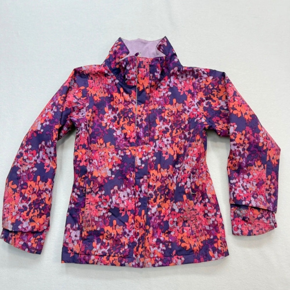 Columbia Jacket Kids Medium Purple Floral Omni-Tech Waterproof Winter Ski Coat